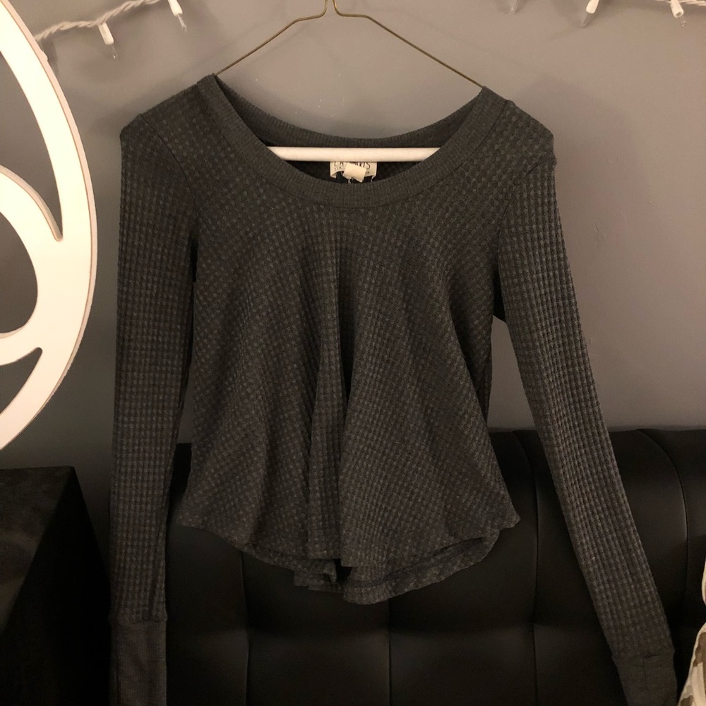 grey long sleeve top
